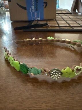 Green handmade junked Floral Headband